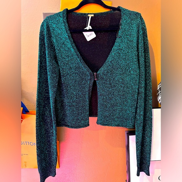 Free People Metallic Cardigan. Size Medium. NWT - Picture 3 of 6